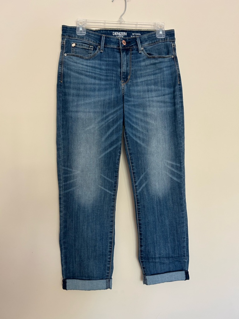 Denizen from Levi's Women's Blue Boyfriend Cropped Modern Slim Cuffed Jeans